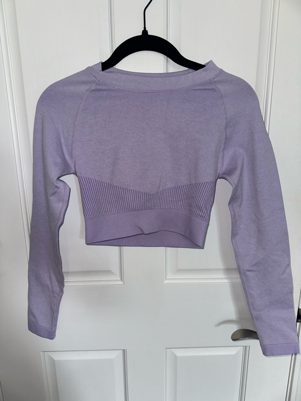 Cropped Lavender Long-Sleeve Women's Top with Matching Leggings (Workout Set)
